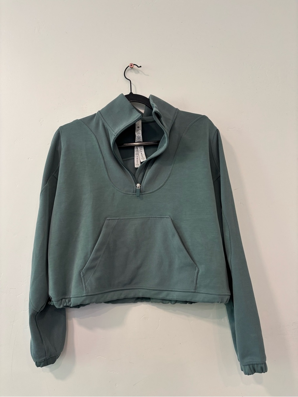 Lululemon Brushed Softstreme Ribbed Half Zip Pullover Womens 6 Green Jasper